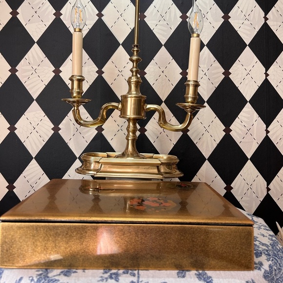 Japanese Gold Lacquered Large Box Black Interior| Cherry Blossoms Storage Decor - Picture 11 of 16